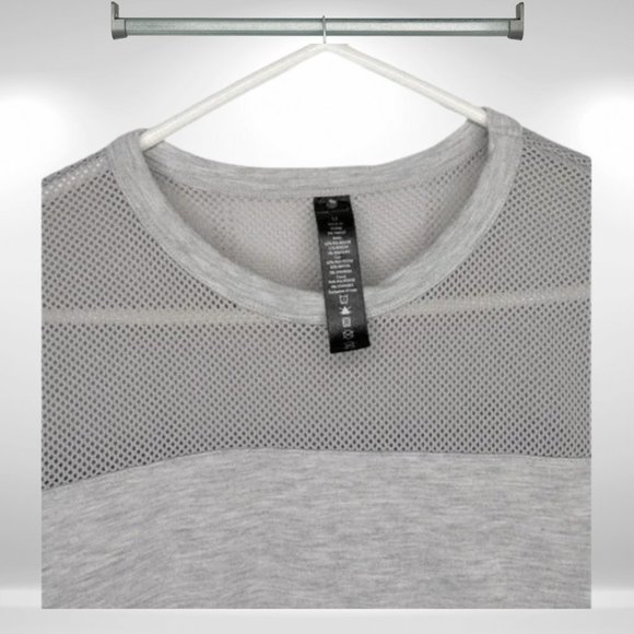 Yogalicious Heather Grey Mesh Panel Crewneck Activewear Sweatshirt - Picture 4 of 8